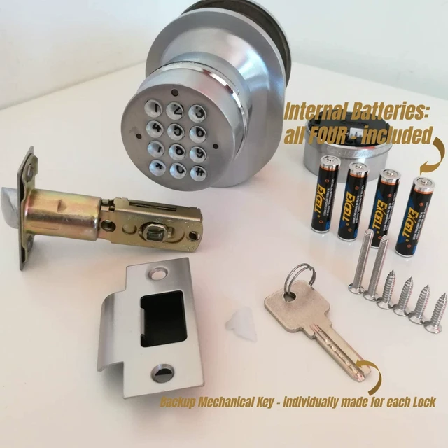 Alt view image 4 of 6 - Electronic Keypad Door Knob and Lock Set with Backup Mechanical Key (Spring Latch Lock; Not Deadbolt; Not Phone Connected), Single Front keypad YL 99 Upgraded Model-B