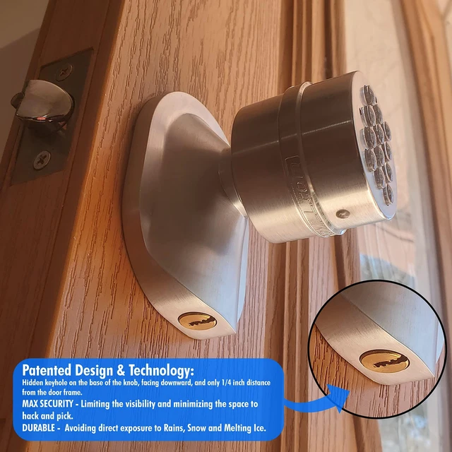 Alt view image 2 of 6 - Electronic Keypad Door Knob and Lock Set with Backup Mechanical Key (Spring Latch Lock; Not Deadbolt; Not Phone Connected), Single Front keypad YL 99 Upgraded Model-B