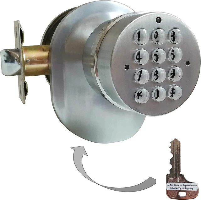 Alt view image 6 of 6 - Electronic Keypad Door Knob and Lock Set with Backup Mechanical Key (Spring Latch Lock; Not Deadbolt; Not Phone Connected), Single Front keypad YL 99 Upgraded Model-B