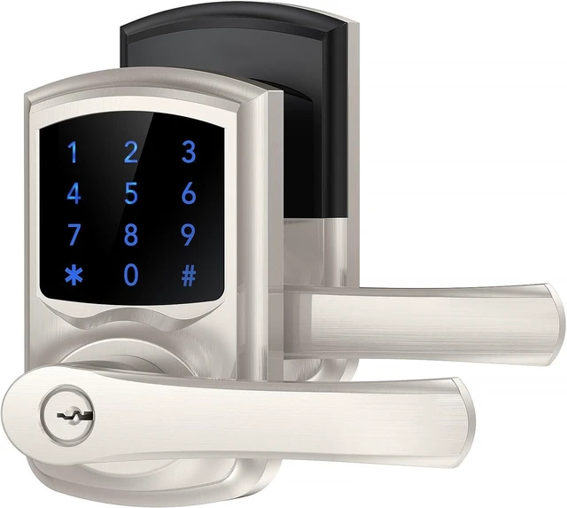 Main image of Keyless Entry Door Lock, Keypad Door-Lock with Code, Electronic Digital Smart Lock for Front Door with Handle, Touchscreen, Satin Nickel