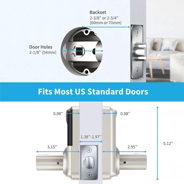 Alt view image 7 of 7 - Keyless Entry Door Lock, Keypad Door-Lock with Code, Electronic Digital Smart Lock for Front Door with Handle, Touchscreen, Satin Nickel