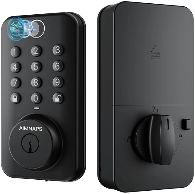 Main image of Fingerprint Deadbolt Keyless Entry Door Lock, Smart Keypad, Black