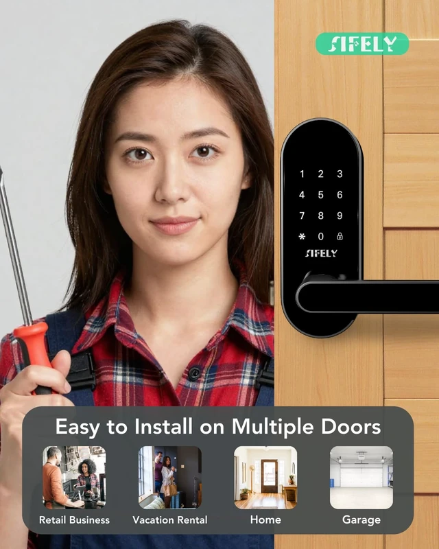 Alt view image 3 of 7 - Keyless Entry Keypad Smart Door Lock with Handle & Knob Digital Deadbolt for Front, Bedroom, Office & Interior Doors, App Control for Airbnb, Guests & Kids, Easy DIY Install (No Fingerprint)