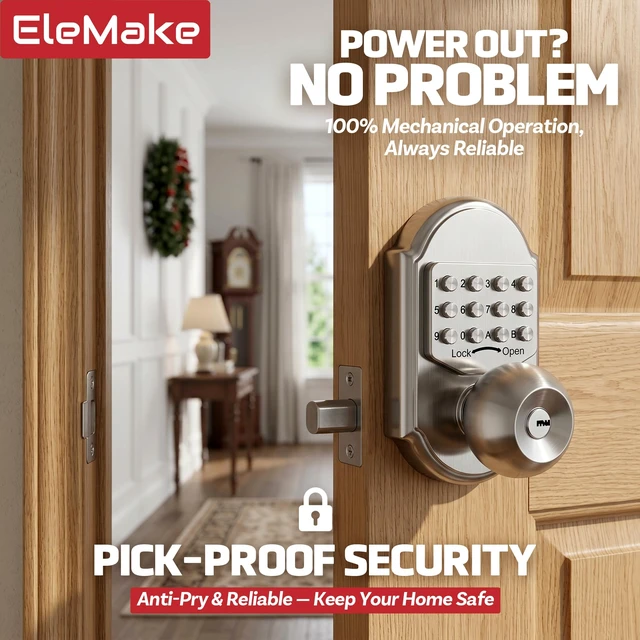 Alt view image 2 of 6 - Keyless Entry Keypad Deadbolt Door Lock 304 Stainless Steel Sabbath Lock 100% Mechanical Shabbos Lock- No Risk of Low Power