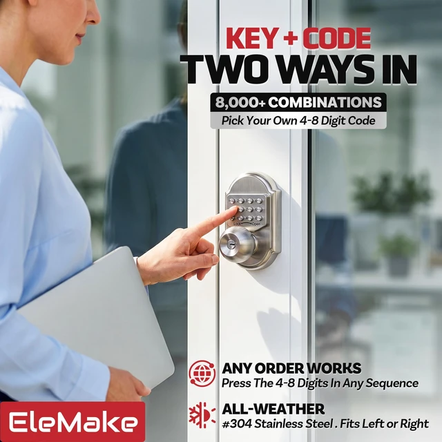 Alt view image 4 of 6 - Keyless Entry Keypad Deadbolt Door Lock 304 Stainless Steel Sabbath Lock 100% Mechanical Shabbos Lock- No Risk of Low Power