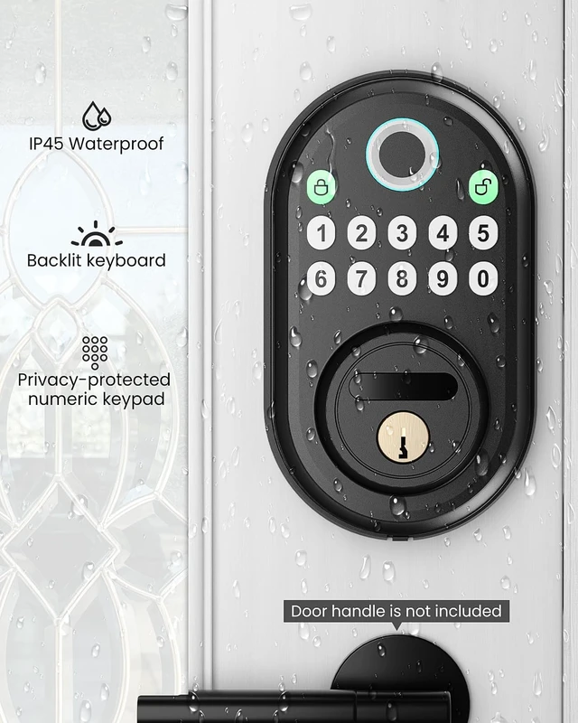 Alt view image 7 of 7 - Fingerprint Door Lock for Front Door, Keyless Entry Smart Deadbolt Lock | Keypad Deadbolt with 2 Keys, Auto Locking, Easy Installation, Modern Digital Lock with Code for Smart Locks & Home Security