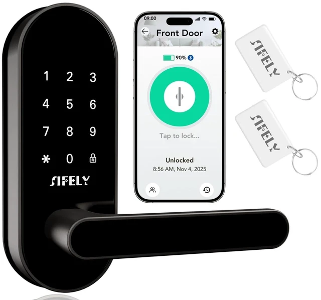 Main image of Keyless Entry Keypad Smart Door Lock with Handle & Knob Digital Deadbolt for Front, Bedroom, Office & Interior Doors, App Control for Airbnb, Guests & Kids, Easy DIY Install (No Fingerprint)