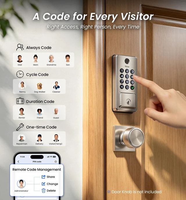 Alt view image 6 of 7 - DK012W WiFi Smart Fingerprint Deadbolt Front Door Lock, Satin Nickel | Built in Wi-Fi, Remote APP Control, Alexa Compatible, Auto Lock, IP65 Waterproof, Keyless Entry, Electronic Backlit Keypad