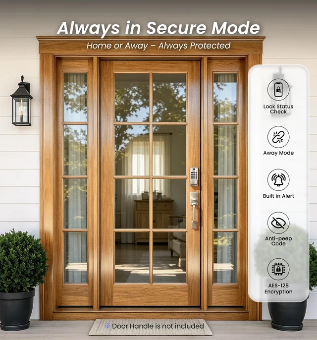 Alt view image 7 of 7 - DK012W WiFi Smart Fingerprint Deadbolt Front Door Lock, Satin Nickel | Built in Wi-Fi, Remote APP Control, Alexa Compatible, Auto Lock, IP65 Waterproof, Keyless Entry, Electronic Backlit Keypad