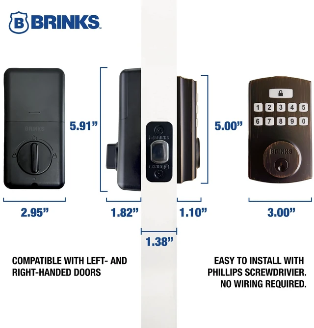 Alt view image 5 of 6 - Fingerprint Door Lock, Keyless Entry Biometric Lock, Electronic Keypad Fingerprint Deadbolt with Auto-Locking, Front Door Lock and Interior Knob Set, Easy Installation, Tuscan Bronze