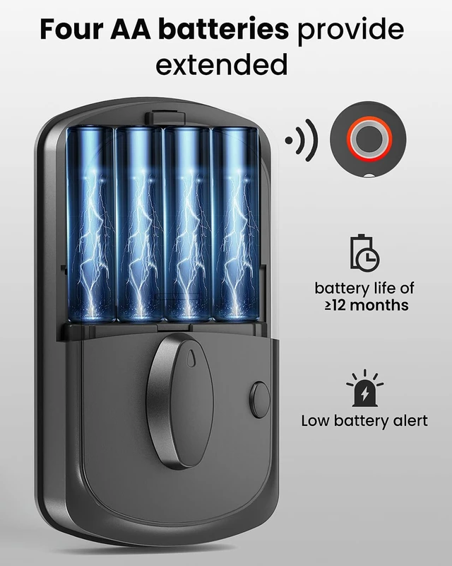 Alt view image 5 of 7 - Fingerprint Door Lock for Front Door, Keyless Entry Smart Deadbolt Lock | Keypad Deadbolt with 2 Keys, Auto Locking, Easy Installation, Modern Digital Lock with Code for Smart Locks & Home Security