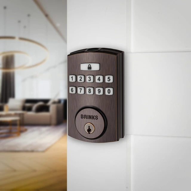 Alt view image 6 of 6 - Fingerprint Door Lock, Keyless Entry Biometric Lock, Electronic Keypad Fingerprint Deadbolt with Auto-Locking, Front Door Lock and Interior Knob Set, Easy Installation, Tuscan Bronze
