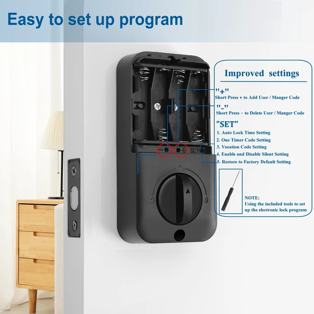 Alt view image 3 of 6 - Keyless Entry Door Lock, Smart Deadbolt Auto Lock with Electronic Keypad, Easy Installation & Setting Design Ideal for Front Door, Home, Apartment, Storehouse