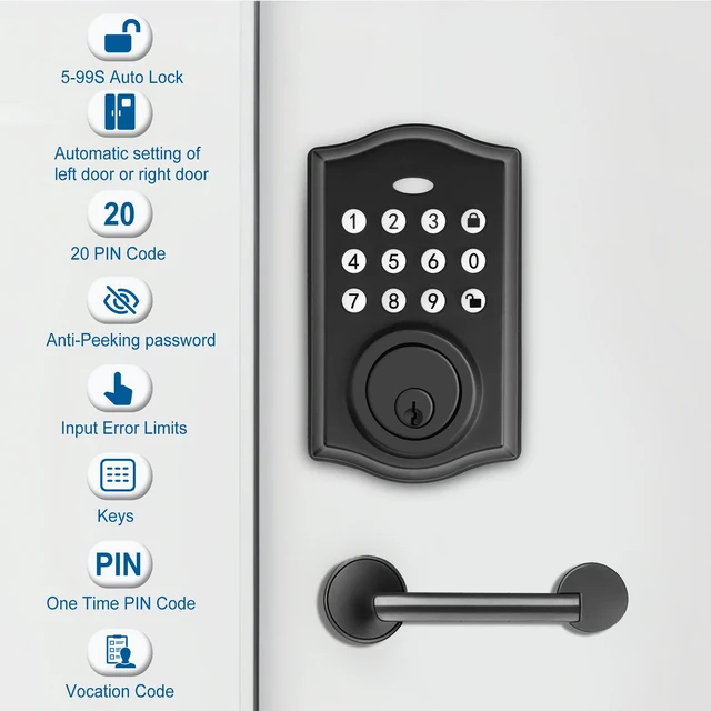 Alt view image 4 of 6 - Keyless Entry Door Lock, Smart Deadbolt Auto Lock with Electronic Keypad, Easy Installation & Setting Design Ideal for Front Door, Home, Apartment, Storehouse