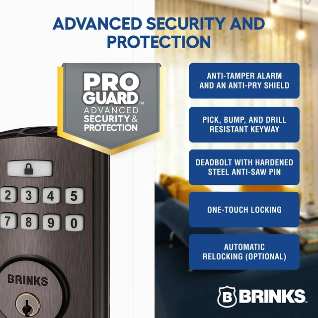 Alt view image 4 of 6 - Fingerprint Door Lock, Keyless Entry Biometric Lock, Electronic Keypad Fingerprint Deadbolt with Auto-Locking, Front Door Lock and Interior Knob Set, Easy Installation, Tuscan Bronze