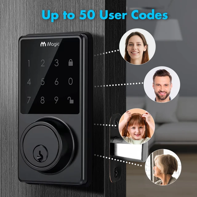 Alt view image 3 of 7 - Touch Screen Deadbolt, Lock Auto Lock, Matte Black