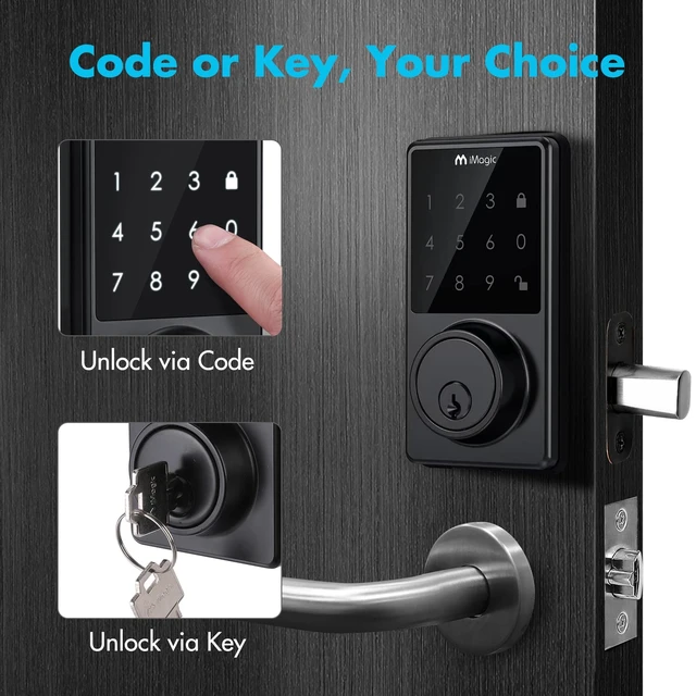 Alt view image 4 of 7 - Touch Screen Deadbolt, Lock Auto Lock, Matte Black