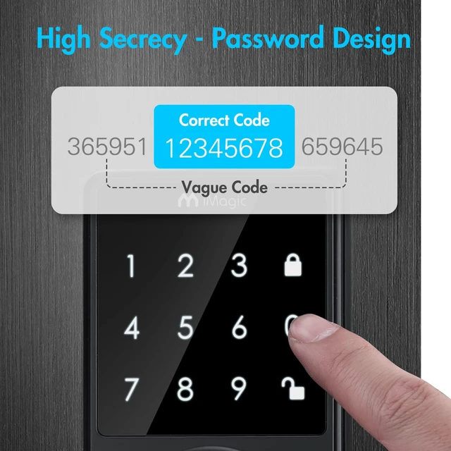 Alt view image 5 of 7 - Touch Screen Deadbolt, Lock Auto Lock, Matte Black