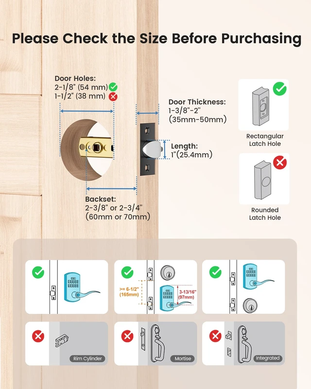 Alt view image 4 of 7 - Keypad Smart Door Lock with Handle Keyless Entry Electronic Digital Dnob | 20 User Codes One-Time Codes Anti-Peep Auto-Lock Timer Passage Mode Silent Option Easy DIY Install Secure & Convenient