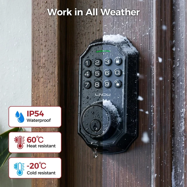 Alt view image 7 of 7 - Keyless Entry Door Lock for Front Door, Keypad Deadbolt Lock with Code, Electronic Door Lock with 2 Keys, Auto Lock, Easy Installation, Matte Black