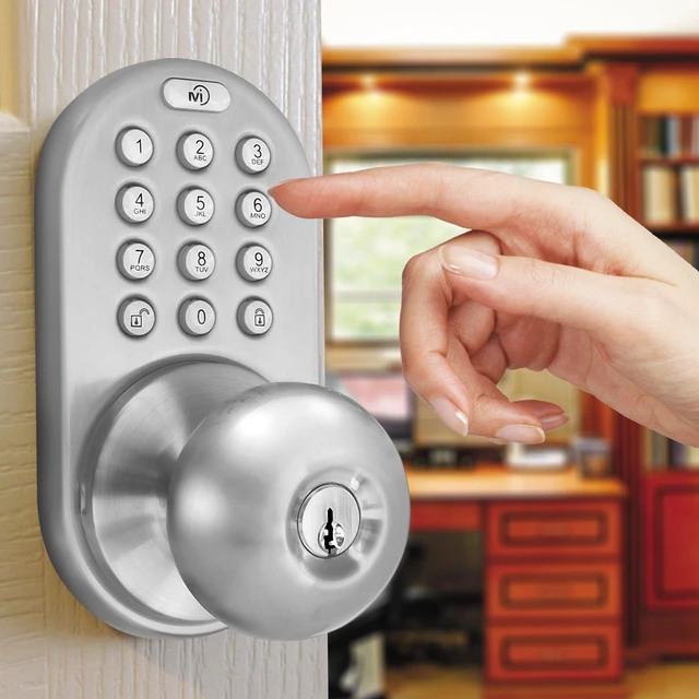 Alt view image 2 of 6 - DKK-02SN Indoor Electronic Touchpad Keyless Entry Door Lock, Satin Nickel