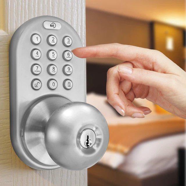 Alt view image 4 of 6 - DKK-02SN Indoor Electronic Touchpad Keyless Entry Door Lock, Satin Nickel