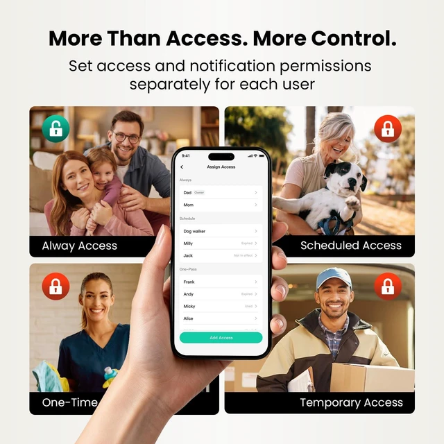 Alt view image 5 of 7 - WiFi Fingerprint Smart Keypad Door Lock D110 Plus with App Control | Front Door Smart Lock with Remote Access, Voice Control, Visual Display, Backlit, BHMA Grade 3, IP54, Auto-Lock, Black