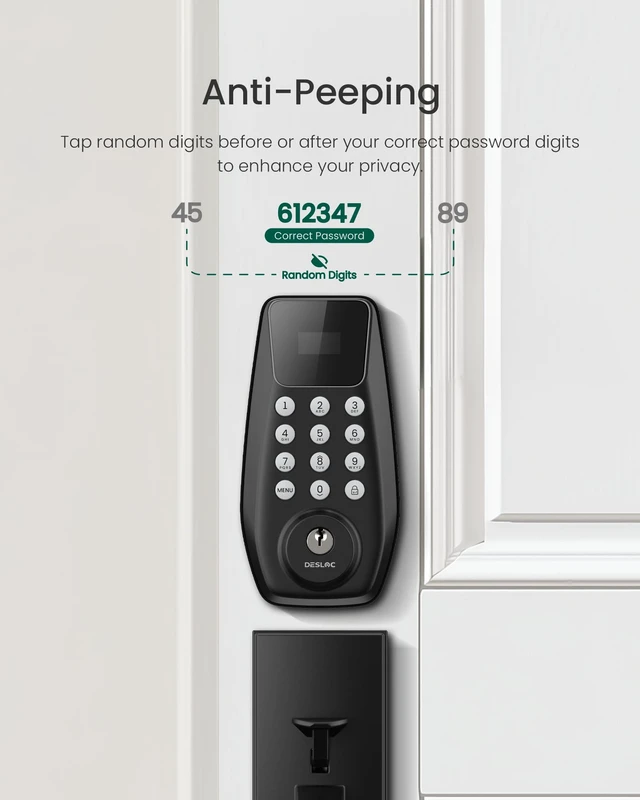 Alt view image 7 of 7 - C100 Keyless Entry Door Lock with Visual Display, Auto Lock | Create 100 Customizable User Codes and 4 One-Time Codes, 12-Month Battery, IP54, Easy Installation, BHMA Grade 3, Black
