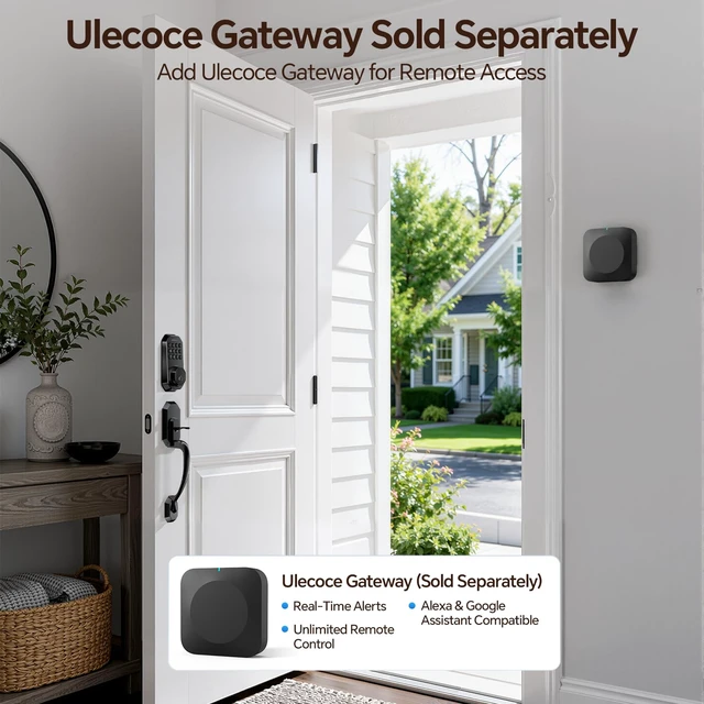 Alt view image 4 of 7 - SL03 Front Door Lock Set, Keyless Entry Door Lock, Matte Black | Keypad Deadbolt with App Control, ANSI Grade 3 Security, Auto & One-Touch Lock, Anti-Peep & One Time Code, Zinc Alloy