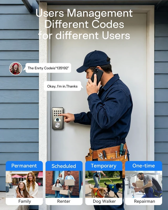 Alt view image 3 of 7 - Fingerprint Door Lock Keyless Entry Deadbolt with Electronic Keypad | App Control & Auto Lock, Easy Install for Front Door - Satin Nickel