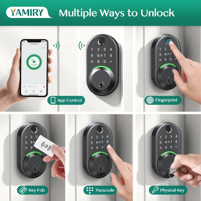 Alt view image 2 of 7 - Smart Deadbolt Lock with Keypad,Fingerprint Keyless Entry Door Lock | Electronic Lock with APP Control,Digital Smart Locks for Front Door,Auto Lock&One-Touch Lock,Easy Installation