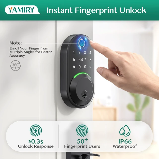 Alt view image 3 of 7 - Smart Deadbolt Lock with Keypad,Fingerprint Keyless Entry Door Lock | Electronic Lock with APP Control,Digital Smart Locks for Front Door,Auto Lock&One-Touch Lock,Easy Installation