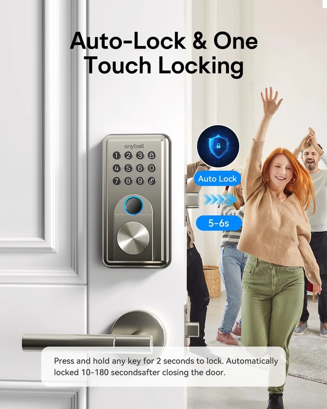 Alt view image 5 of 7 - Fingerprint Door Lock Keyless Entry Deadbolt with Electronic Keypad | App Control & Auto Lock, Easy Install for Front Door - Satin Nickel