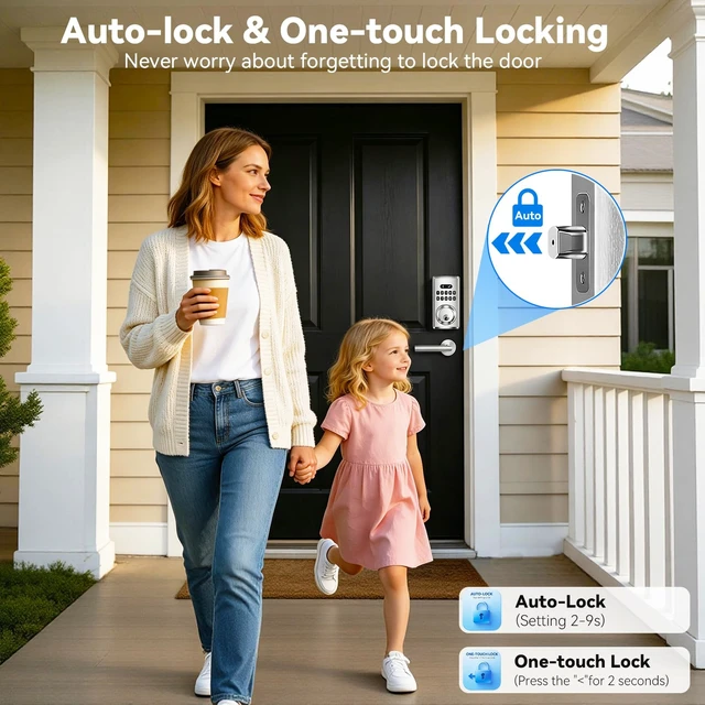 Alt view image 4 of 7 - Keypad Deadbolt, Keyless Entry Door Lock,Smart Deadbolt Lock | Auto Lock & One-Time Passcode, 100 User Codes, Anti-Peep Password, Easy Installation for Front Door