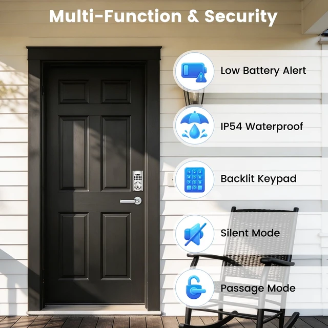 Alt view image 6 of 7 - Keypad Deadbolt, Keyless Entry Door Lock,Smart Deadbolt Lock | Auto Lock & One-Time Passcode, 100 User Codes, Anti-Peep Password, Easy Installation for Front Door