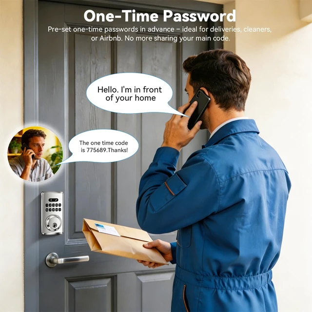 Alt view image 5 of 7 - Keypad Deadbolt, Keyless Entry Door Lock,Smart Deadbolt Lock | Auto Lock & One-Time Passcode, 100 User Codes, Anti-Peep Password, Easy Installation for Front Door
