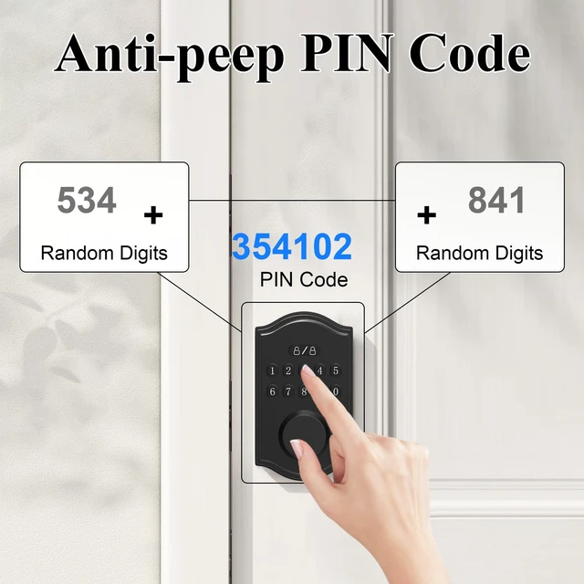 Alt view image 5 of 7 - Keyless Entry Door Lock with Keypad,Smart Deadbolt, USB Emergency Charge | Keyless Entry, Smart User Management, Auto Lock, Electronic Keypad, USB-C Port Emergency Charge, Deadbolt for Front Door