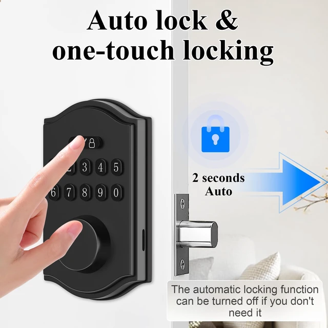 Alt view image 3 of 7 - Keyless Entry Door Lock with Keypad,Smart Deadbolt, USB Emergency Charge | Keyless Entry, Smart User Management, Auto Lock, Electronic Keypad, USB-C Port Emergency Charge, Deadbolt for Front Door