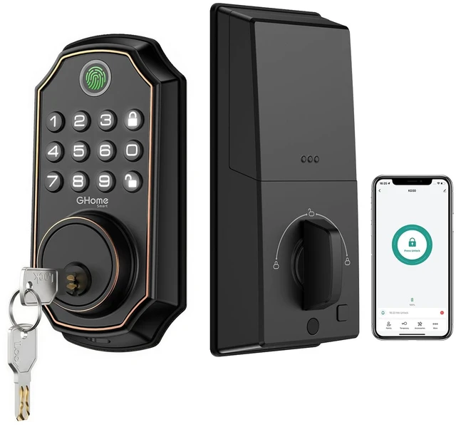 Main image of Fingerprint Door Lock for Front Door, Keyless Entry Deadbolt with Keypad, App Control, Auto Lock, Easy Install Digital Smart Lock for Family Homes, Garage Entry & Apartments
