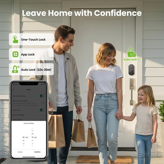 Alt view image 5 of 7 - Fingerprint Door Lock for Front Door, Keyless Entry Deadbolt with Keypad, App Control, Auto Lock, Easy Install Digital Smart Lock for Family Homes, Garage Entry & Apartments