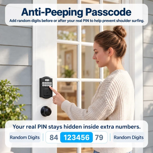 Alt view image 5 of 7 - Keyless Entry Door Lock, Smart Deadbolt with Keypad, Electronic Deadbolt with 200 User Codes & 6 Backup Keys, Auto-Lock Smart Door Lock for Front Door, Easy DIY Installation