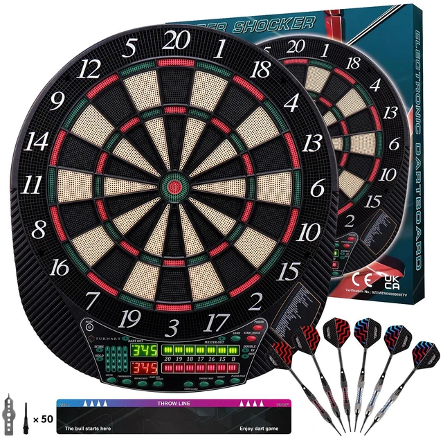 Main image of Electronic Dart Board for 16 Players LED Display | Dart Board Electronic Scoreboard 6 Darts Plastic Tips 50 Soft Tips Power Adapter Throw Line