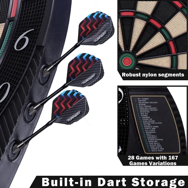 Alt view image 5 of 7 - Electronic Dart Board for 16 Players LED Display | Dart Board Electronic Scoreboard 6 Darts Plastic Tips 50 Soft Tips Power Adapter Throw Line