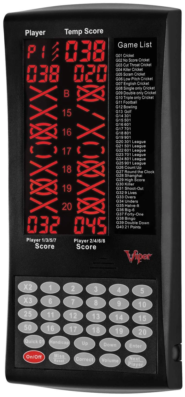 Main image of ProScore Digital Dart Scorer Electronic Dartboard Scoreboard for Up to 8 Players, with 40 Games and 655 Game Options, Including Cricket and X01, Black