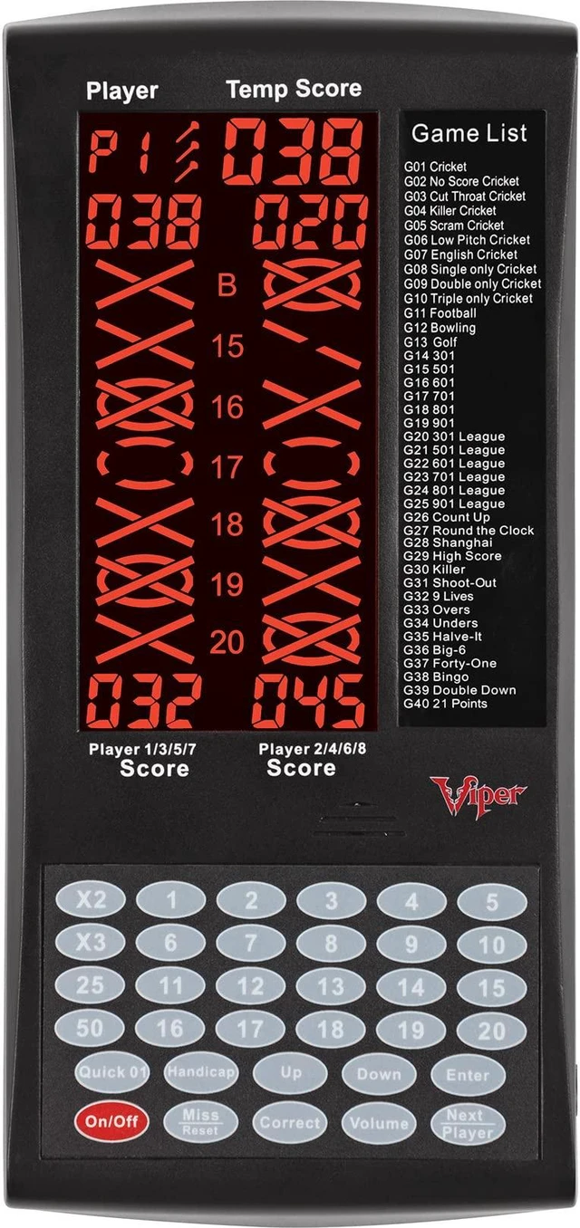 Alt view image 6 of 7 - ProScore Digital Dart Scorer Electronic Dartboard Scoreboard for Up to 8 Players, with 40 Games and 655 Game Options, Including Cricket and X01, Black