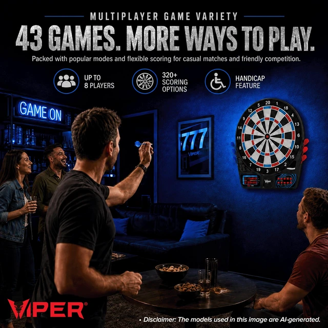 Alt view image 4 of 7 - Electronic Soft Tip Dart Board for Adults | 15.5 Inch Regulation Dartboard, 43 Games, 320 Options, 1-8 Players, Bilingual English and Spanish Voice