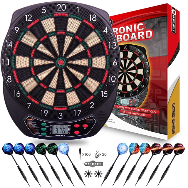 Main image of Electronic Dart Board Soft Tip Dartboard12 Darts 100 Tips | 21 games with 65 variations;low bounce rate; wide catch ring;12 Darts and accessories