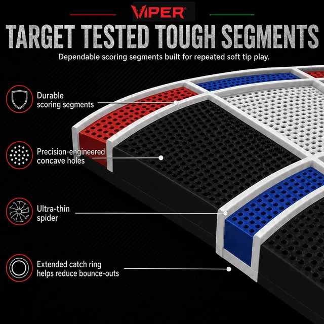 Alt view image 3 of 7 - Showdown Electronic Soft Tip Dart Board for Adults | 15.5 Inch Regulation Target Face, 32 Games, 590 Options, 1-8 Players, Battery Powered Cord Free, Automatic Scoring