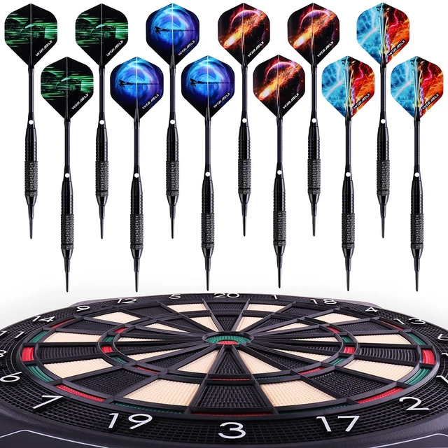 Alt view image 4 of 7 - Electronic Dart Board Soft Tip Dartboard12 Darts 100 Tips | 21 games with 65 variations;low bounce rate; wide catch ring;12 Darts and accessories