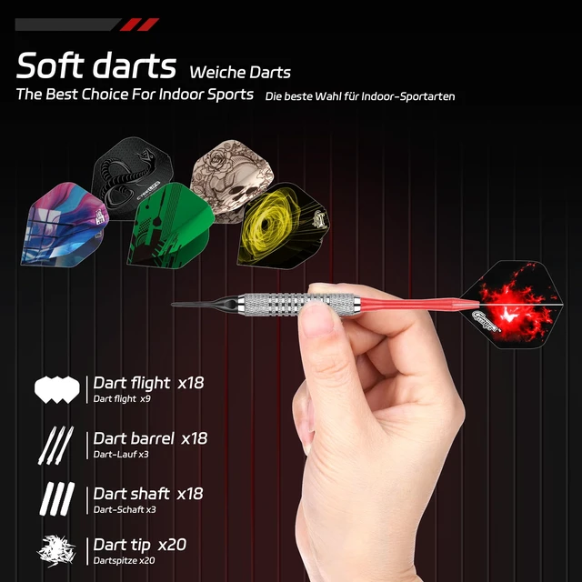 Alt view image 3 of 7 - Darts Plastic Tip - 18pcs Soft Tip Darts Set for Electronic Dart Board